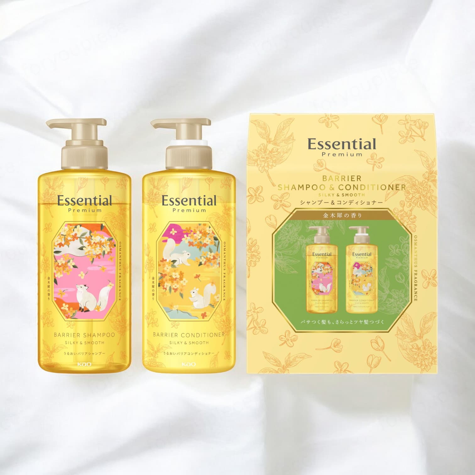 Essential Premium Barrier Silky & Smooth Shampoo Treatment Set, Osmanthus Scent