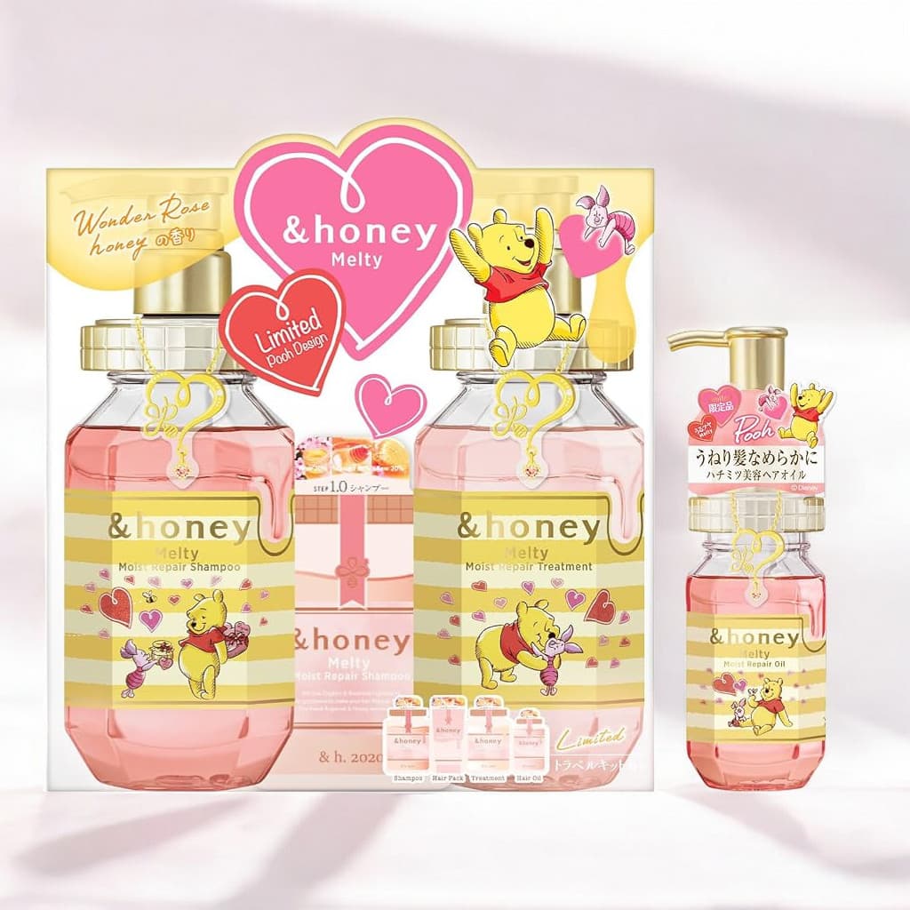 &Honey Melty Moist Repair Set of 3 Winne the Pooh Edition [Shampoo/Treatment/Hair Oil]