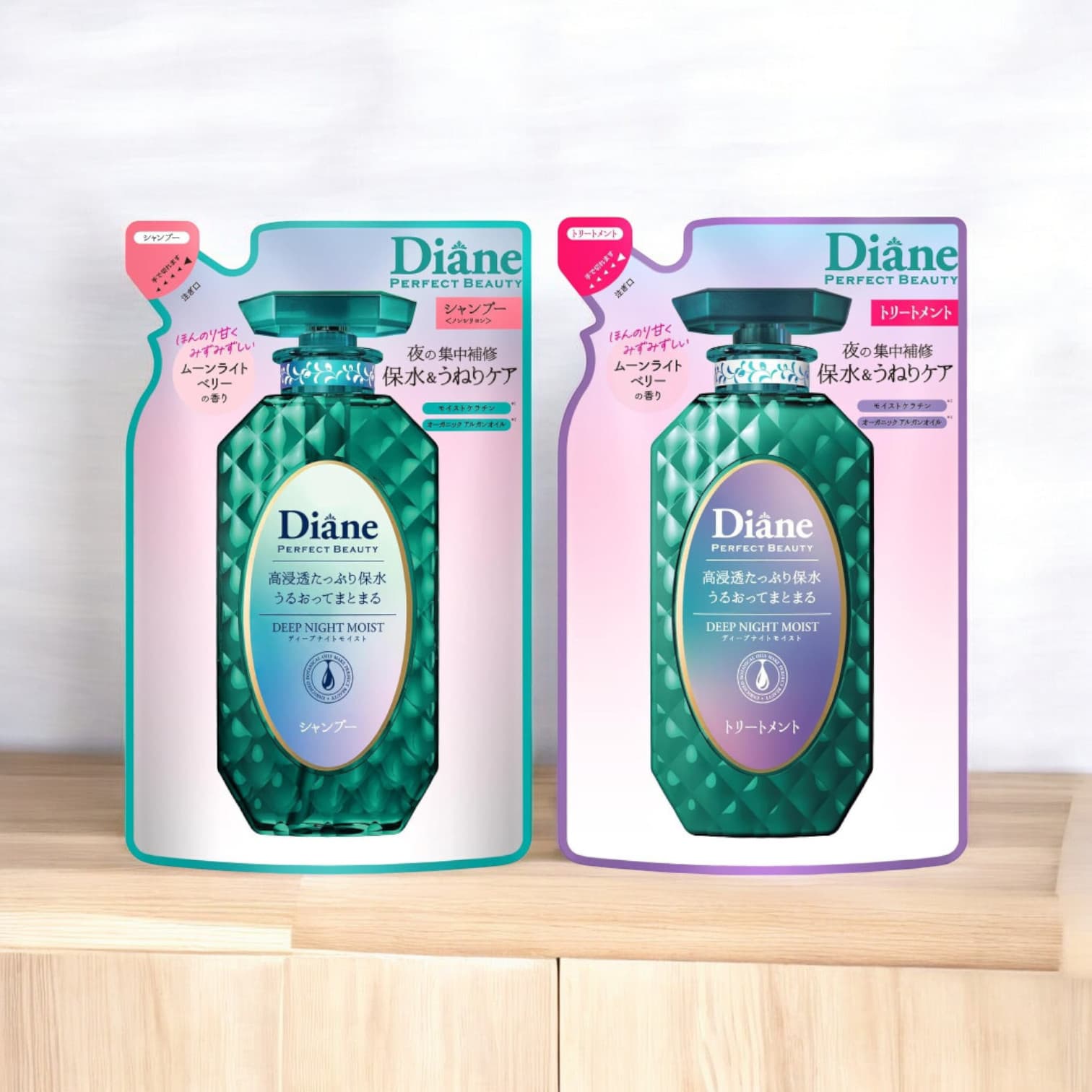 Diane Deep Night Moist Refill Set, Shampoo Treatment 600ml