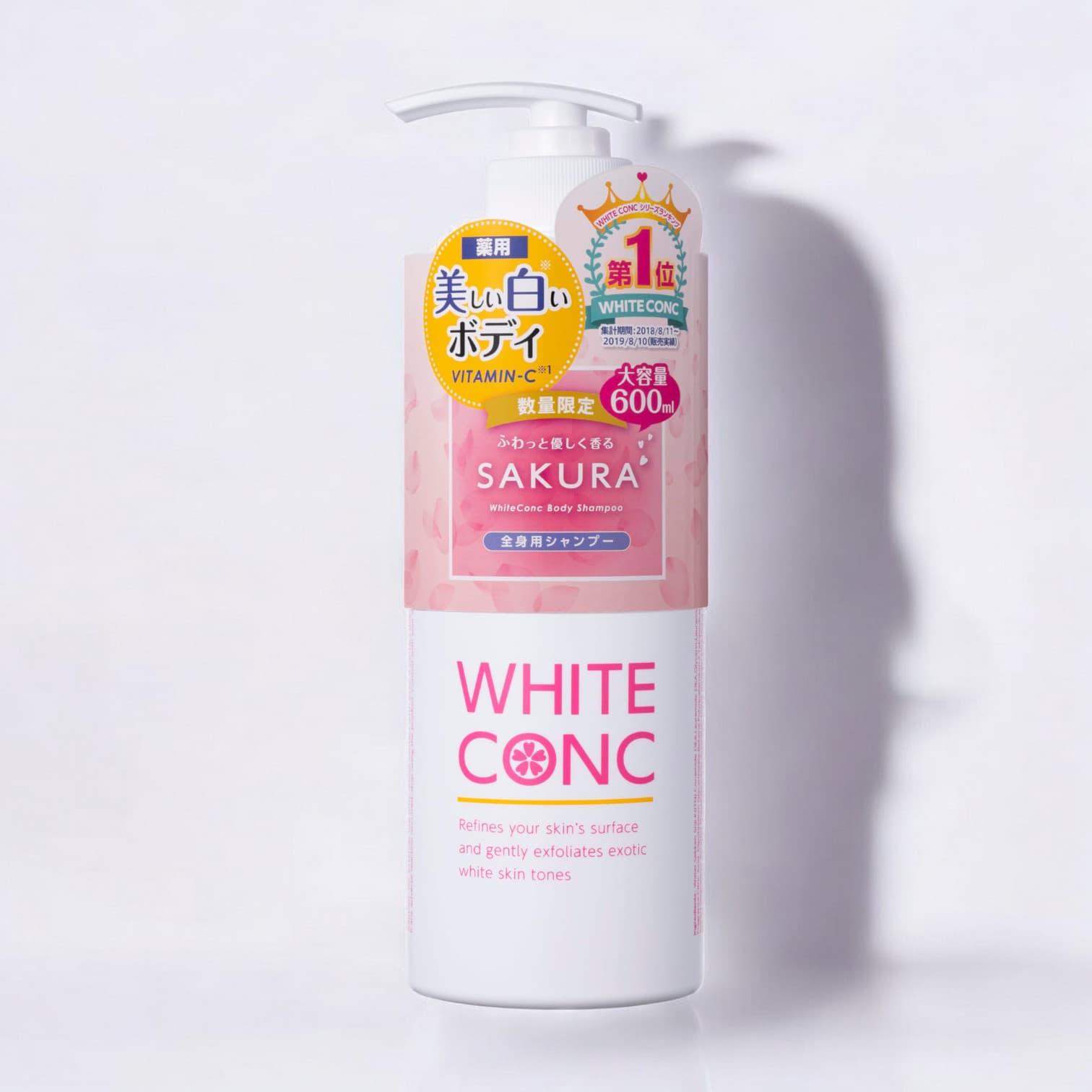 White Conc Body Wash, Sakura Scent, 600ml