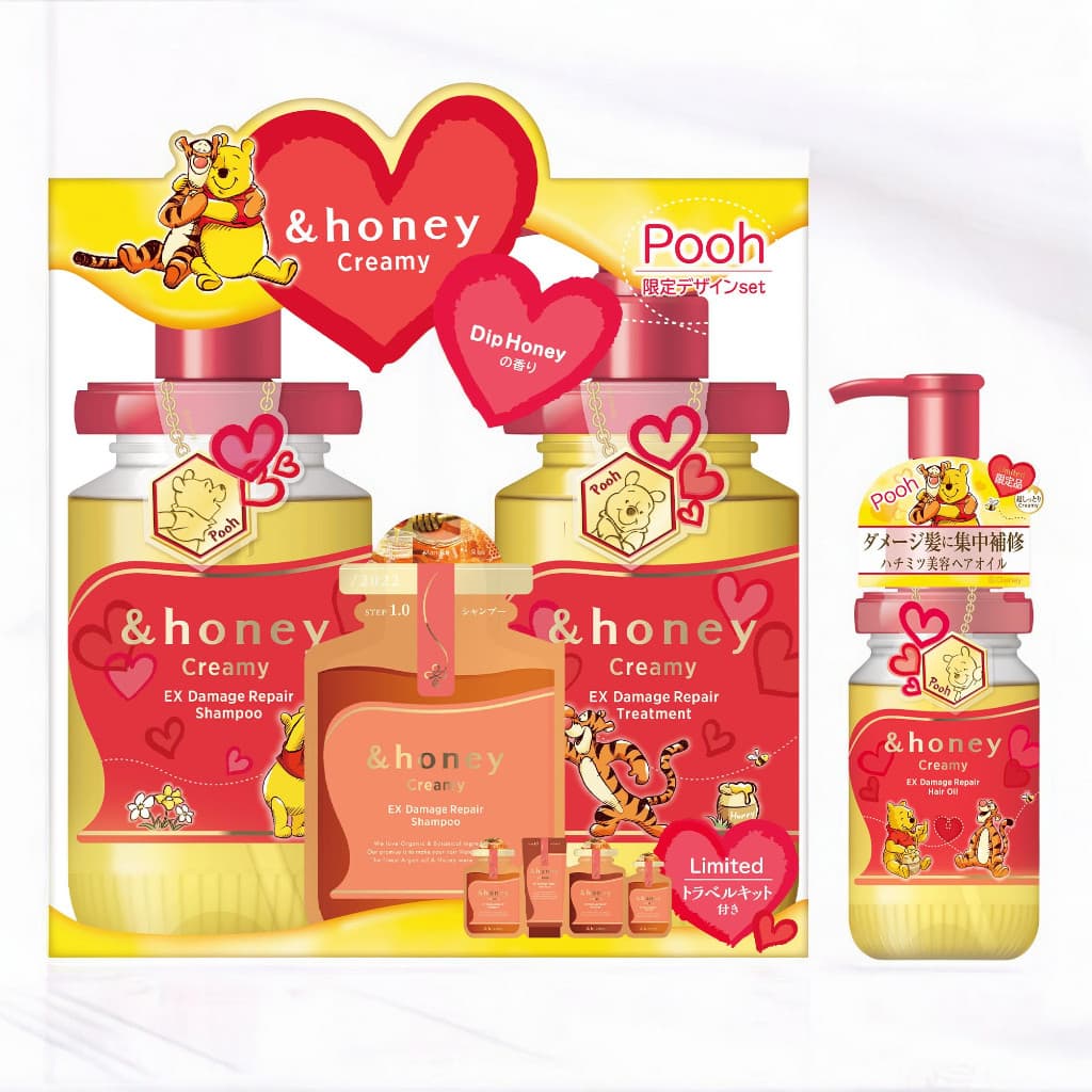 &Honey Winne the Pooh Pixie Moist Silky Set of 3 [Shampoo/Treatment/Conditioner]