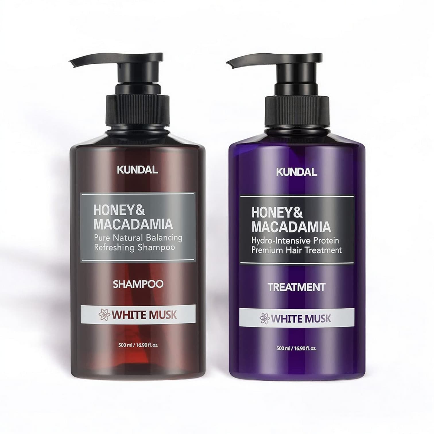 Kundal Premium Hair Care Special Set Shampoo Treatment, White Musk, 500ml x2