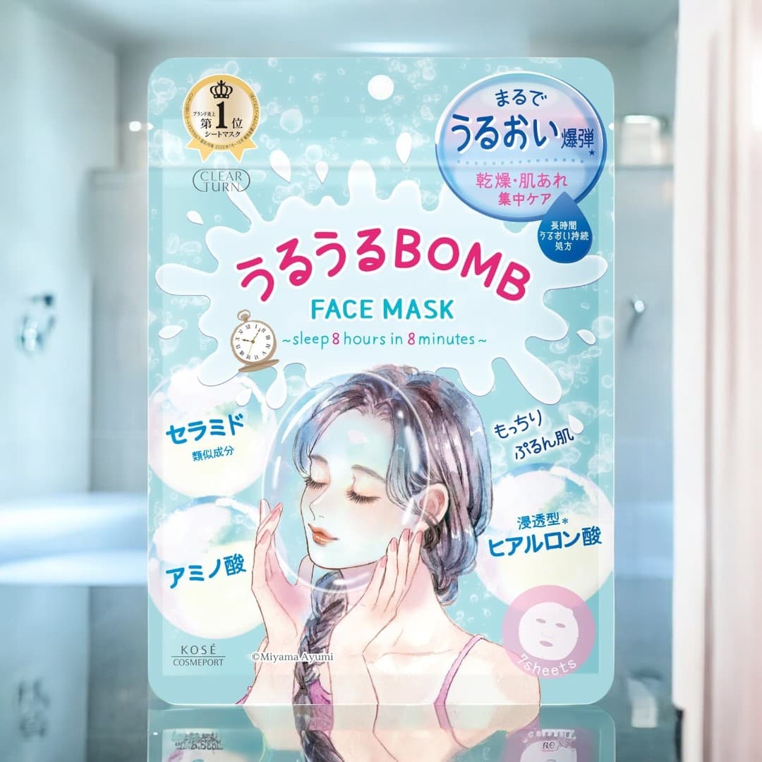 KOSE Clear Turn, Uruuru Bomb Mask 7 Sheets, Deep Hydration