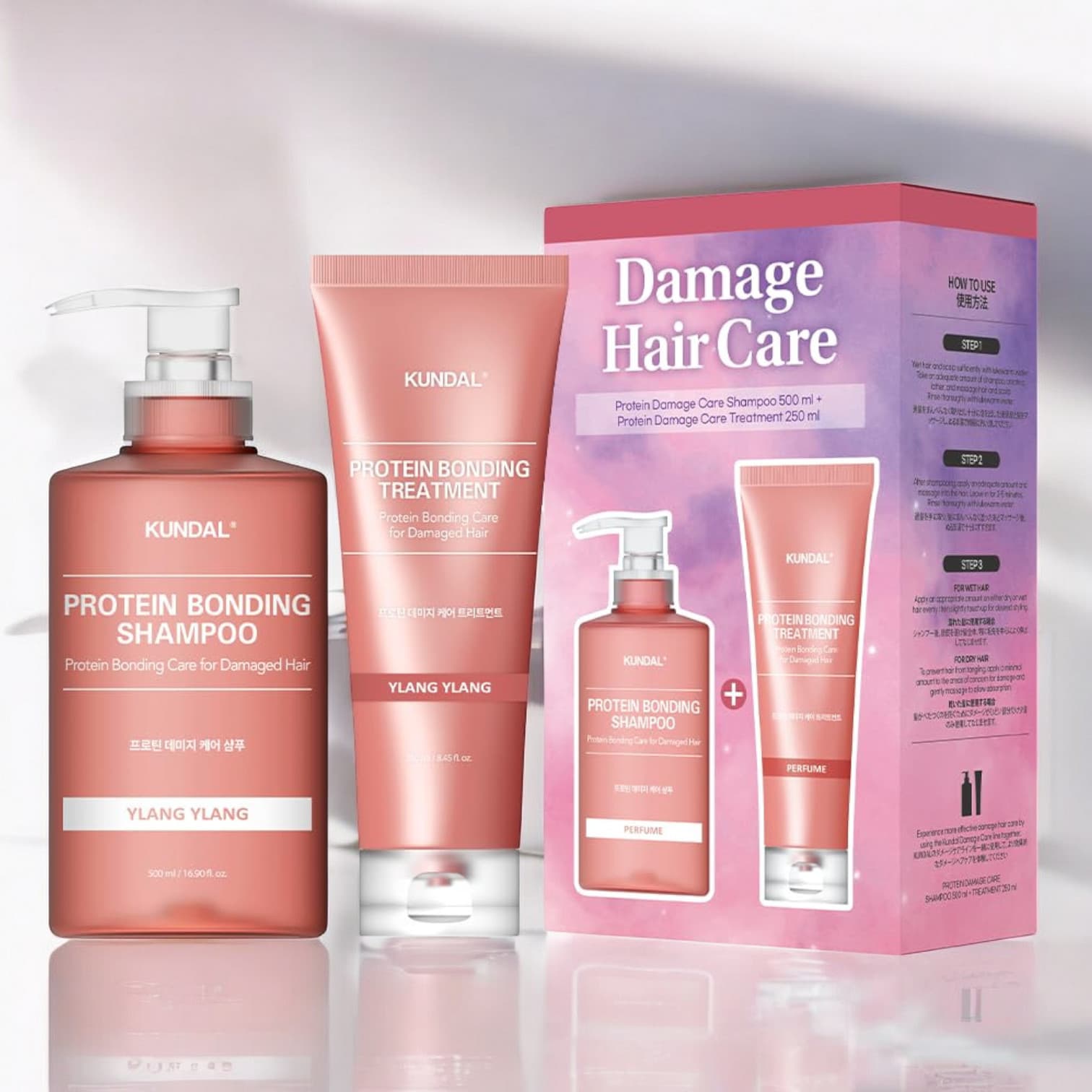 Kundal Protein Bonding for Damage Hair Shampoo Treatment Set 500ml + 250ml
