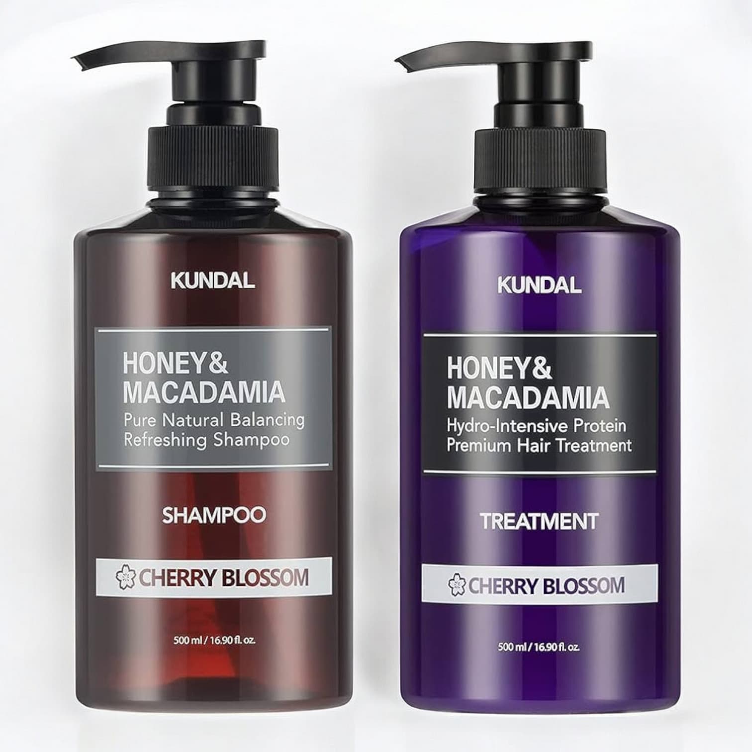 KUNDAL Premium Shampoo Treatment Set, Cherry Blossom, 500ml Each