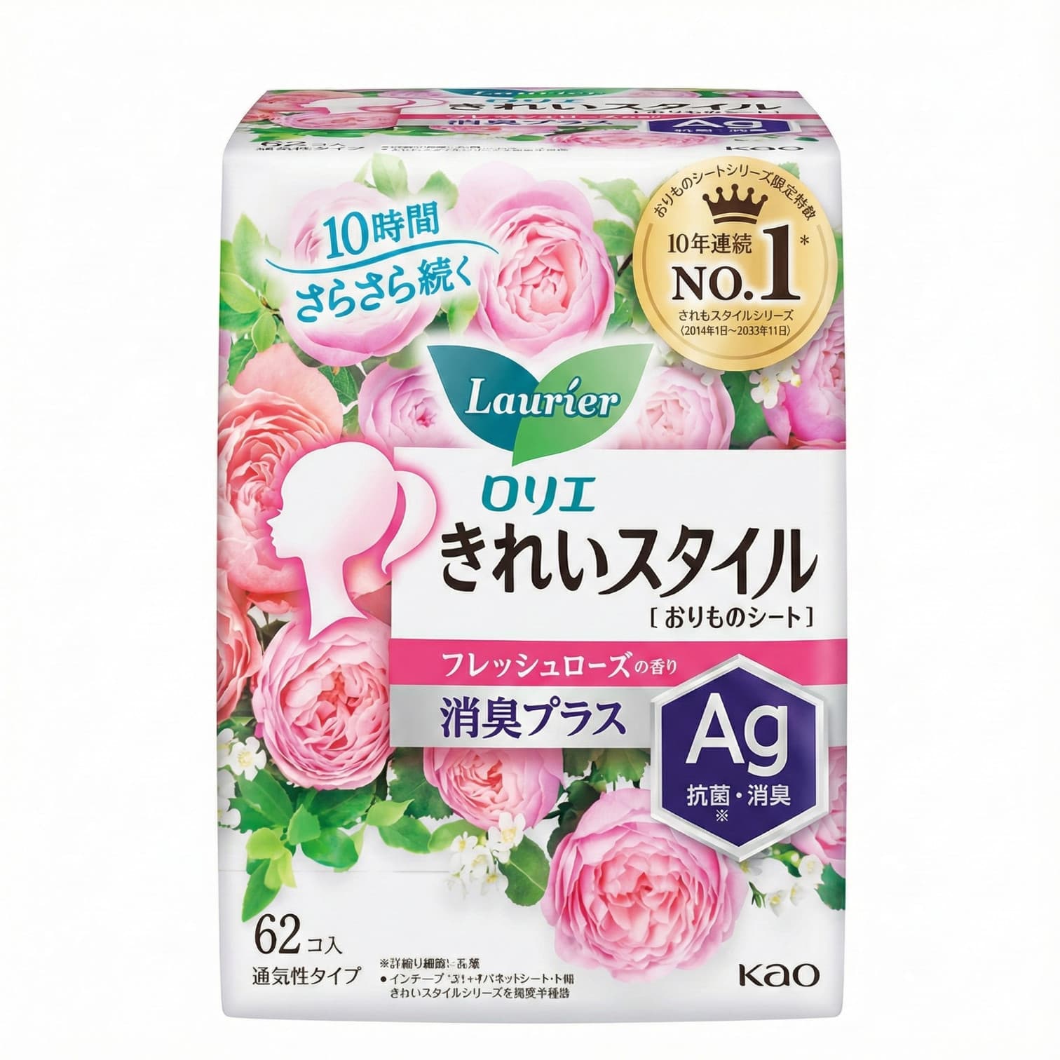 Laurier Daily Pads Rose Scent Deodorant Plus 62 Pieces