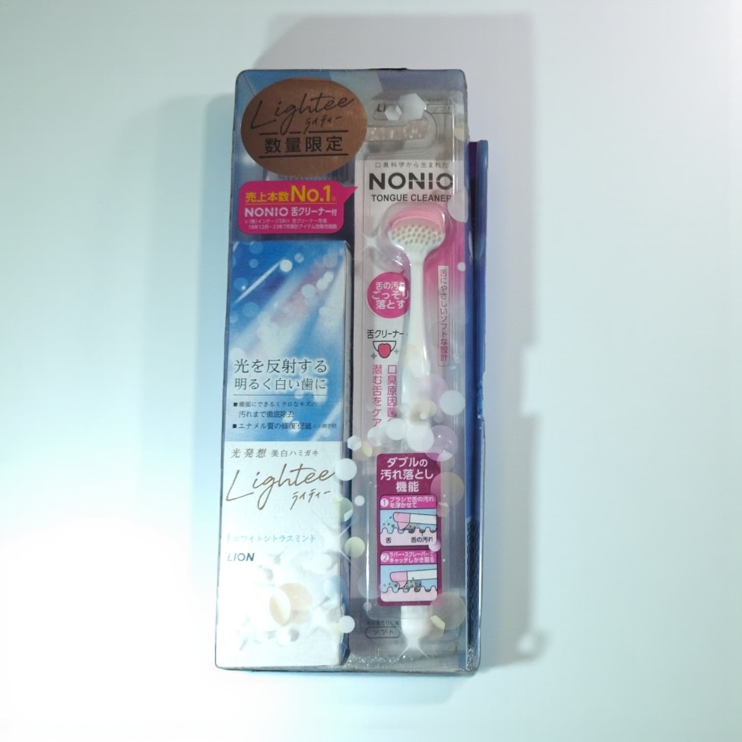 Lightee Toothpaste Premium Citrus Mint 106g + Free NONIO Tongue Cleaner