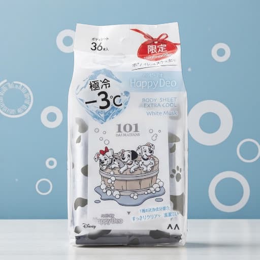 Happy Deo Body Sheet, Extra Cool, White Musk, 36 Sheets