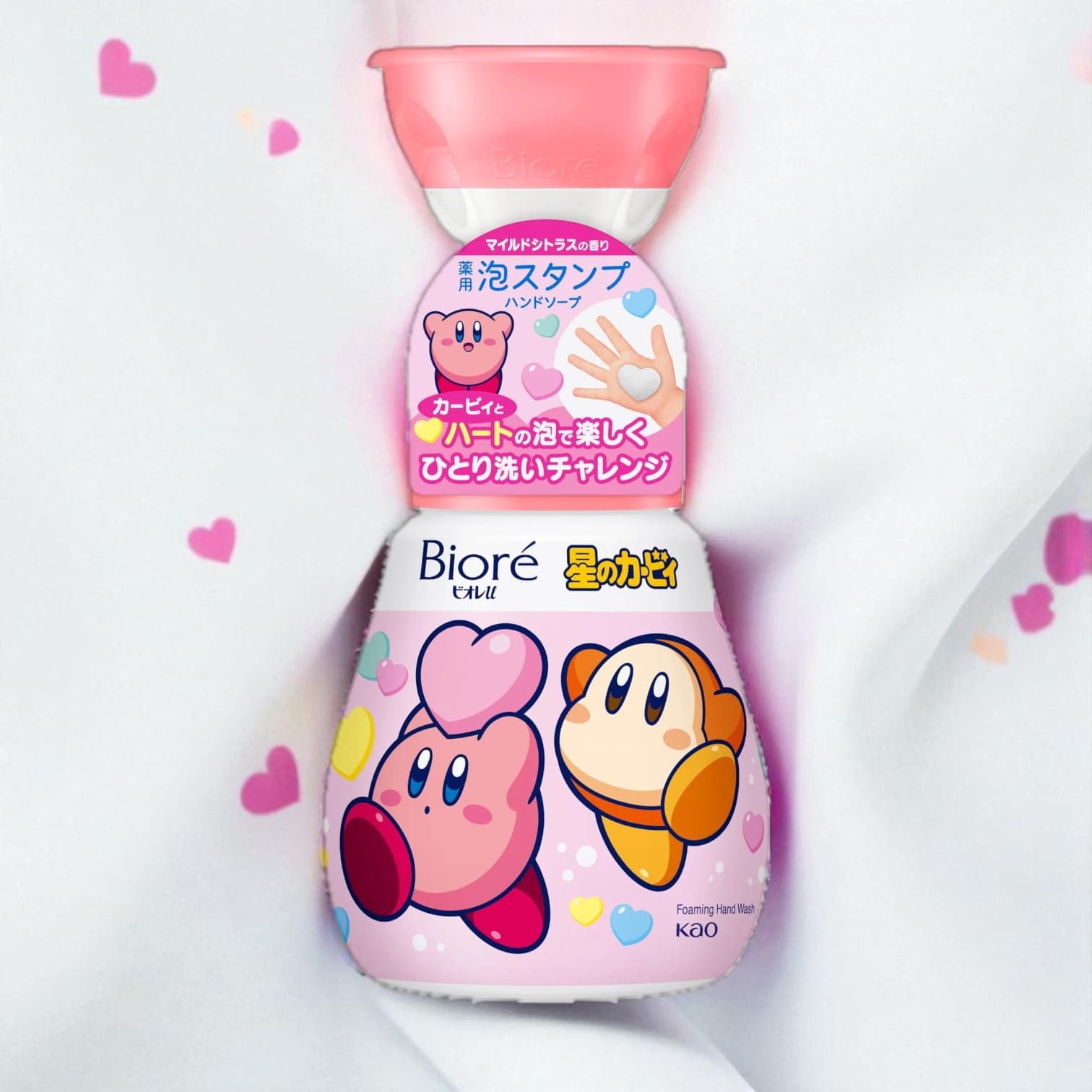 Biore Foam Stamp Hand Soap, Heart-shaped, Kirby Design, Mild Citrus Scent 240ml