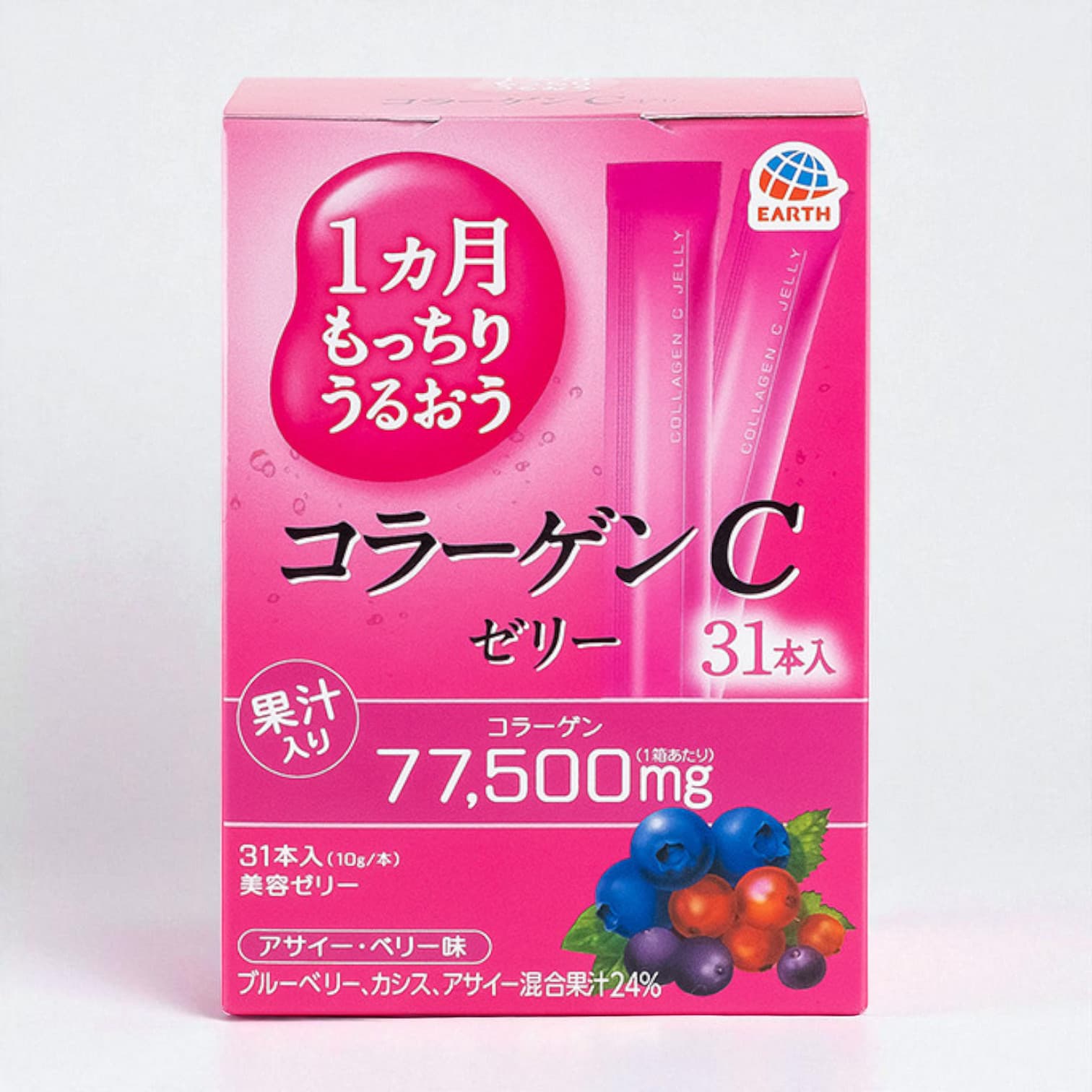 Earth Pharmaceutical Collagen C Jelly, Acai Berry Flavor 31pcs