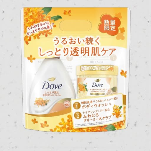 Dove Set, Rice & Farmment Osmanthus Body Wash 470g + Creamy Osmanthus Body Scrub 298g