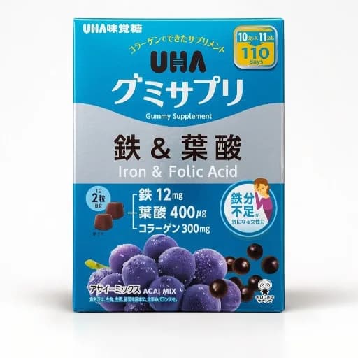 UHA Gummy Supplement, Iron & Folic Acid, 110 Days
