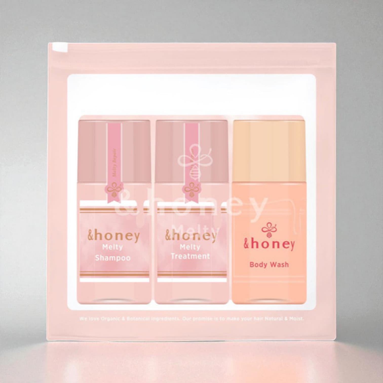 &honey Melty Travel Mini 3-Piece Set (45mL, 45g, 45mL Shampoo and Conditioner Set)