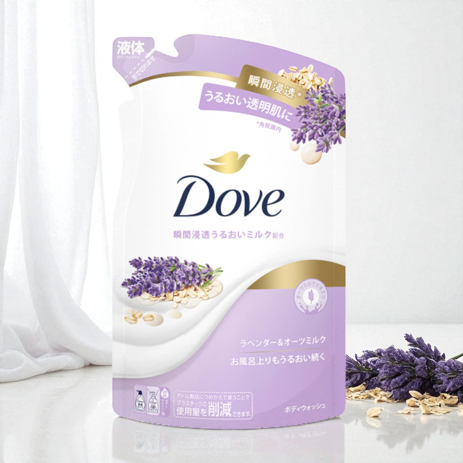 Dove Body Wash, Lavender & Oats Milk Scent, Refill 330g