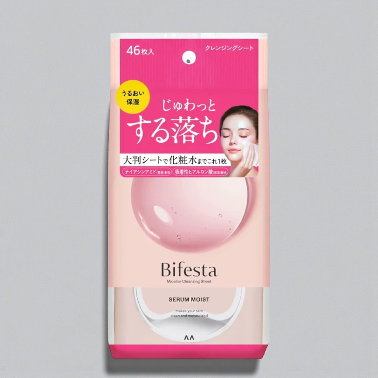 Bifesta Micellar Cleansing Sheet, Serum Moist, Makeup Remover 46 sheets