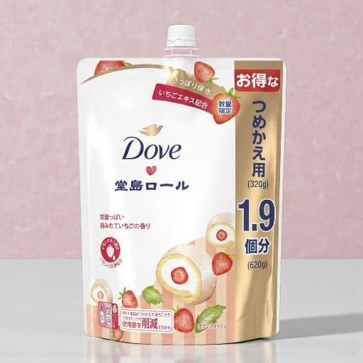 Dove Body Wash, Dojima Roll Strawberry Scent, Refill 620g