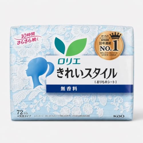 Kao Laurier Kirei Style Unscented Panty Liners, 72 Count